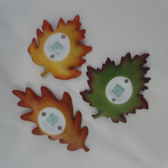 Vintage Partylite Ceramic Whispering Leaves Tea light Trio Votive Candle Holders - Picture 2 of 3